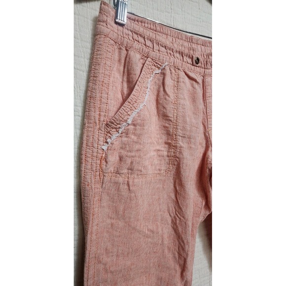 Anthropologie Hei Hei Pants Crop‎ Pockets Pull On Women's Sz XS Pink Coral Linen - Picture 4 of 12